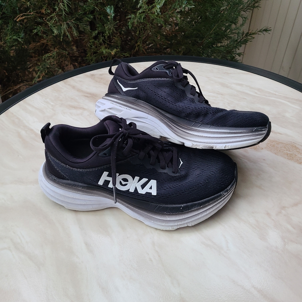 Hoka Black and White Athletic Shoes